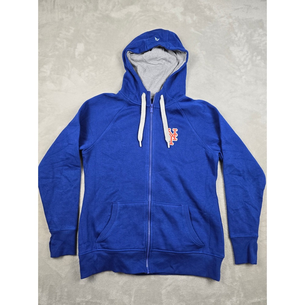 New York Mets Full Zip Hoodie Womens L Blue Antigua MLB Baseball‎ Sweatshirt